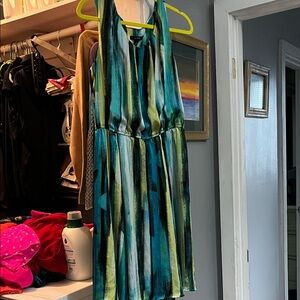 Alfani Teal and Green Halter-Strap Mini Dress